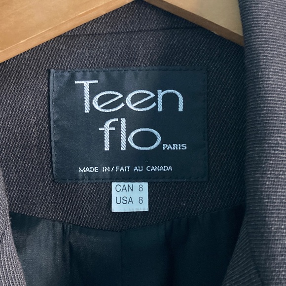 Teenflo Paris Judith & Charles Womens Size 8 Dark Gray Wool Zip Up Blazer Jacket - Picture 3 of 10